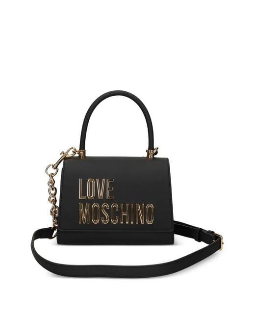 Love Moschino Black Logo-Plaque Tote Bag
