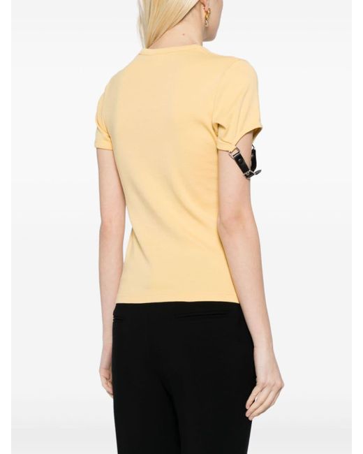 Courreges Yellow Buckle Contrast Cotton T-shirt