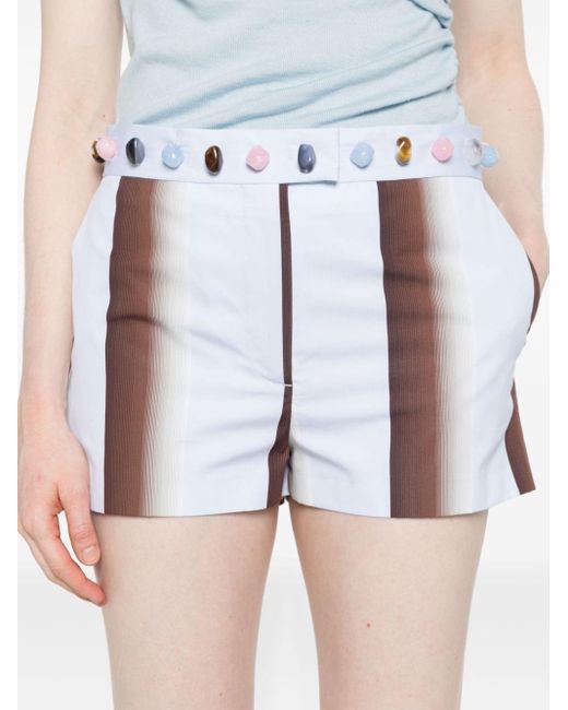 MSGM Shorts Met Edelsteen Detail in het White