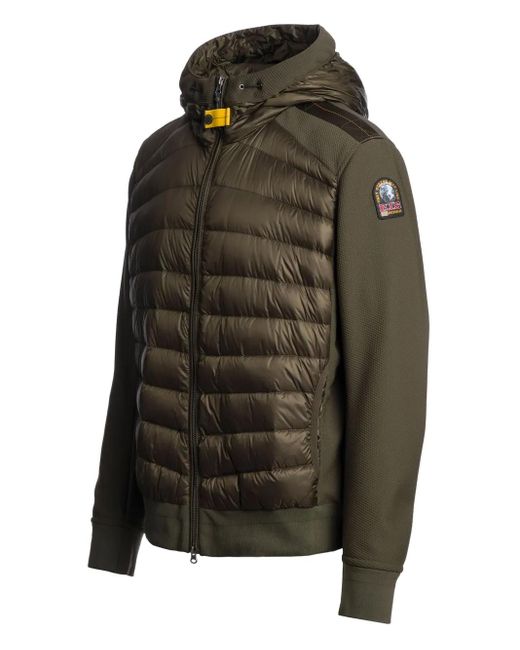Parajumpers Green Logo-Patch Hooded Jacket for men