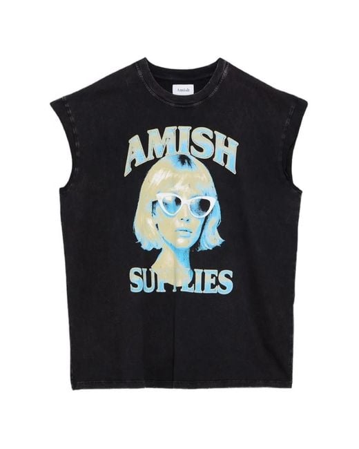 AMISH Black T-Shirt À Imprimé Graphique for men