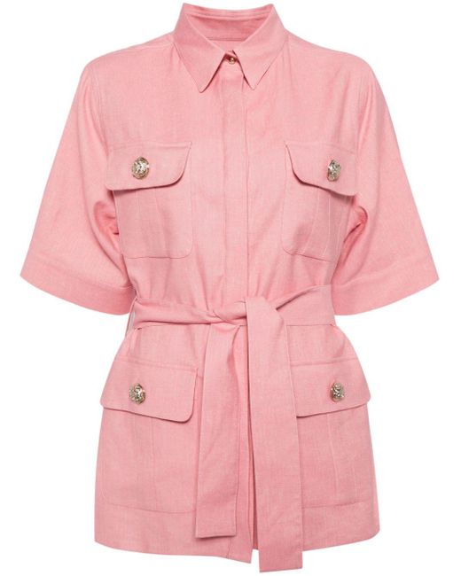 Elie Saab Pink Gabardine Shirt Dress