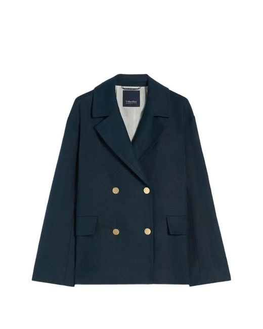 Max Mara Blue Double-Breasted Blazer