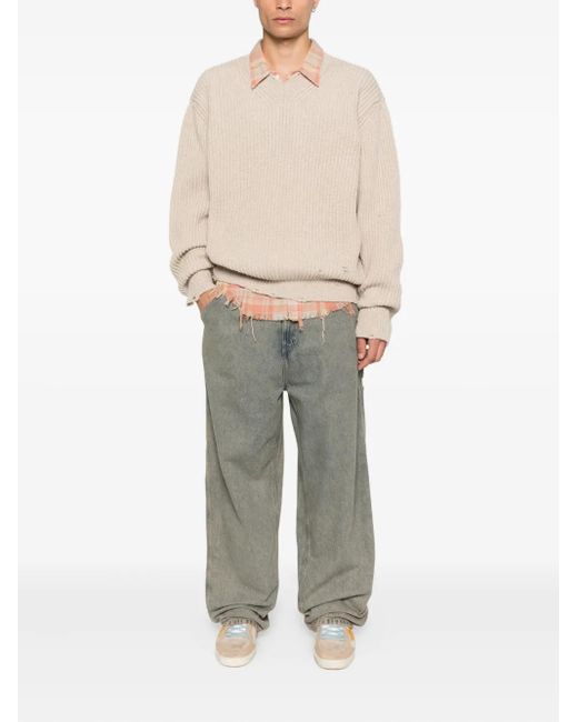 MM6 by Maison Martin Margiela Natural V-Neck Sweater for men