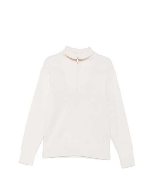 Eleventy White Zip Wool Sweater for men