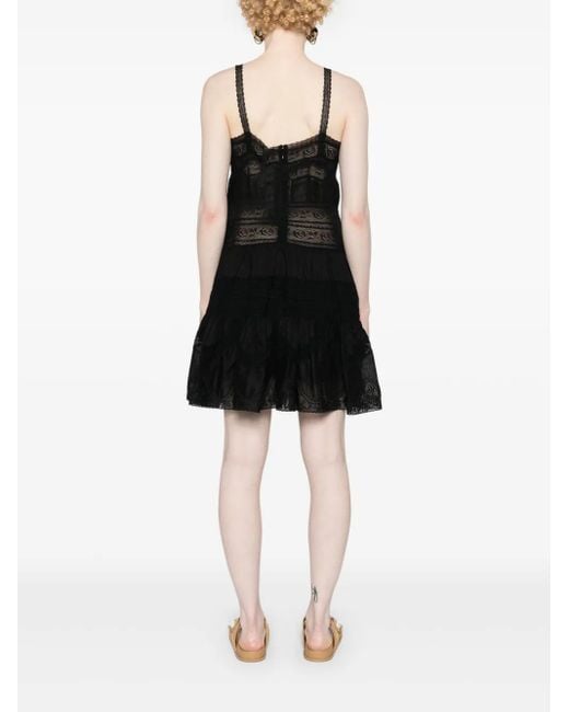 Zimmermann Black Lace Trim Detail Short Dress
