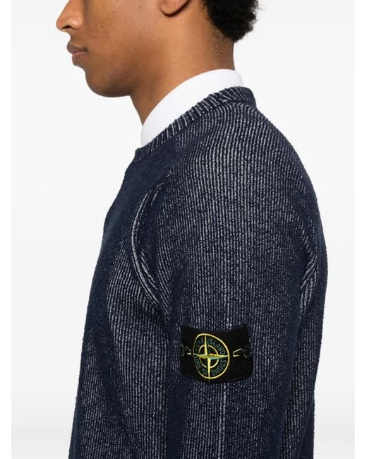 Stone Island Blue Cotton Crew Neck for men