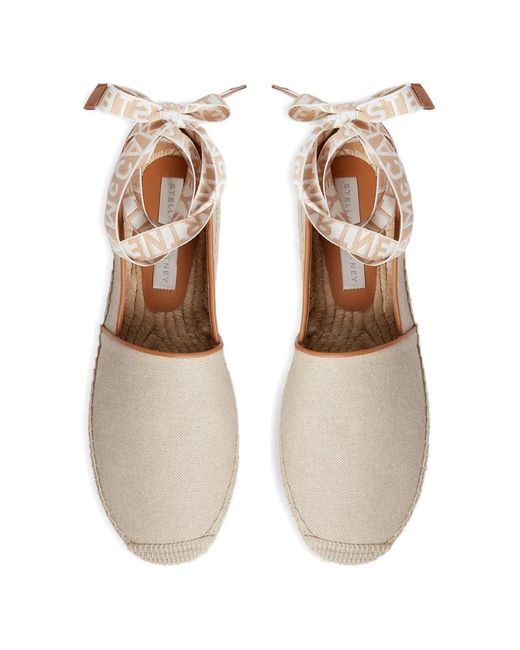 Stella McCartney White Logo-Lettering Flat Espadrilles