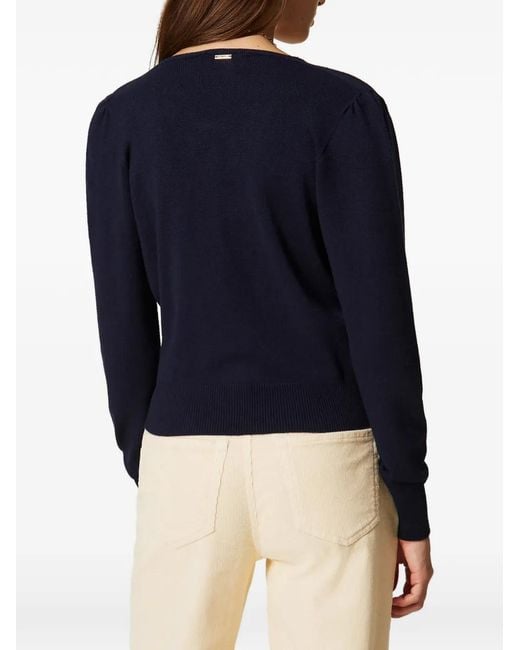 Twinset Blue Viscose Blend Crossover Jumper