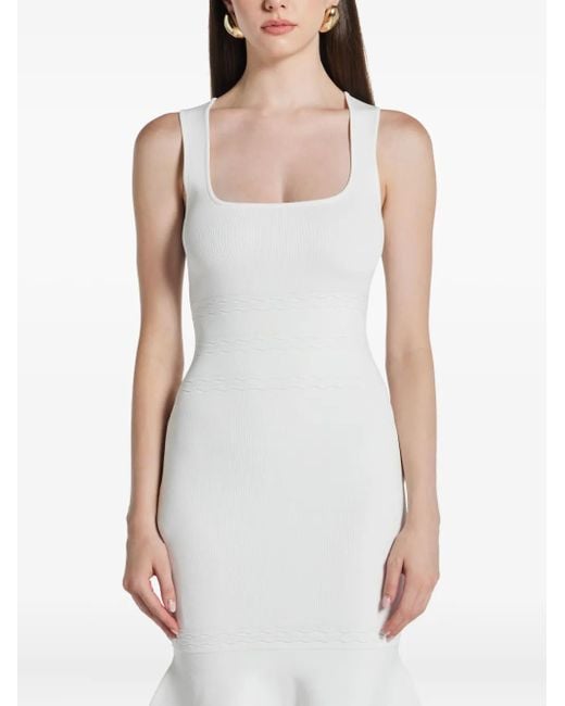 Vestido Camille midi con cuello cuadrado Hervé Léger de color White