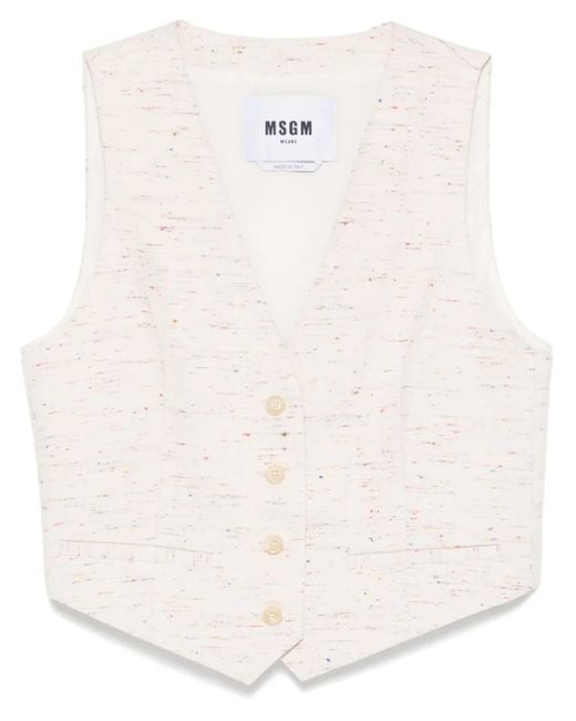 MSGM White Speckled Waistcoat