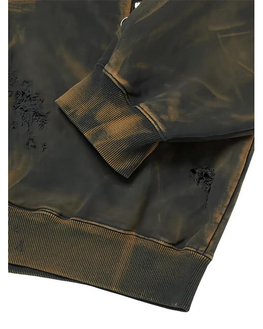 THUG CLUB Green Distressed Zip-Fastening Hoodie for men