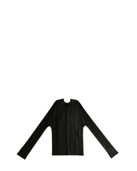 Pleats Please Issey Miyake Black Plissé Blouse