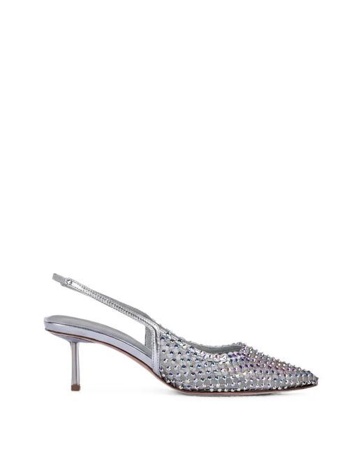 Le Silla White Crystal-Embellished Mesh Sandals