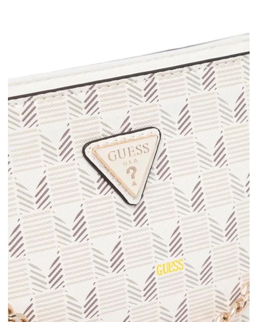 Guess White Chain-Detail Shoulder Bag