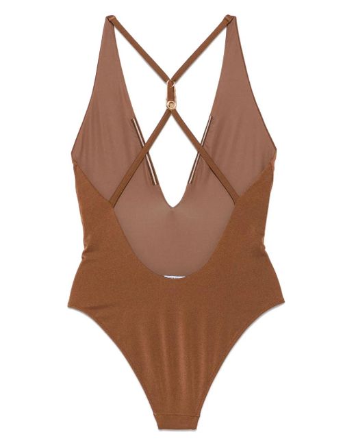 Versace Brown Safety Pin Swimsuit