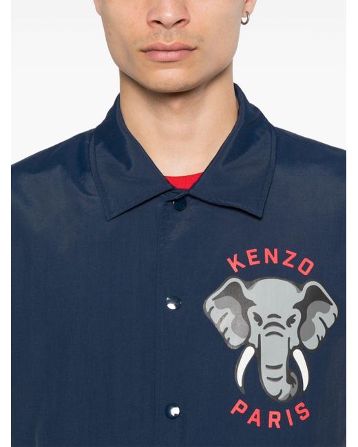 KENZO Blue Elephant Shirt Jacket for men
