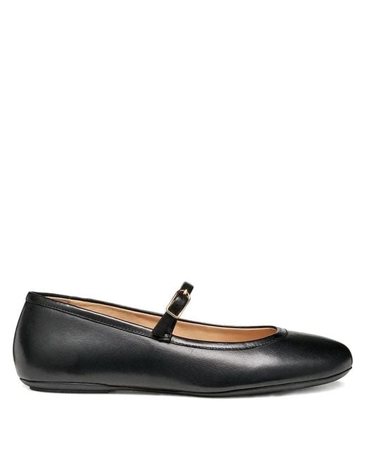 Geox Black Palmaria Buckle-Strap Ballerina Shoes