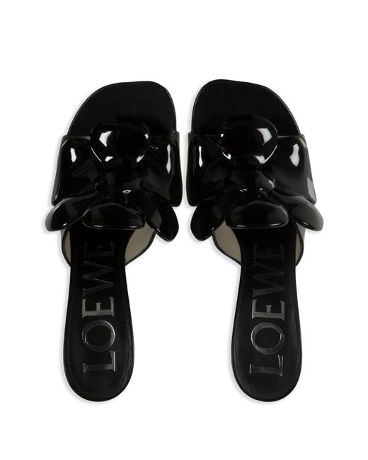 Loewe Black 90Mm Petal Flower Sandals