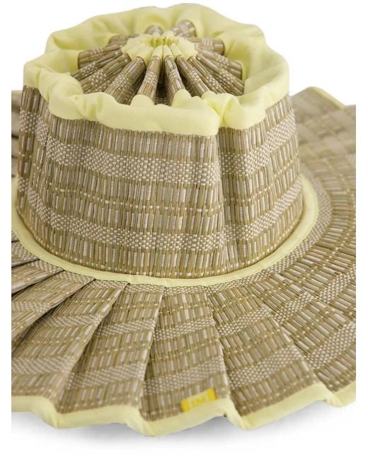 Lorna Murray White Capri Basket-Weave Pleated Hat