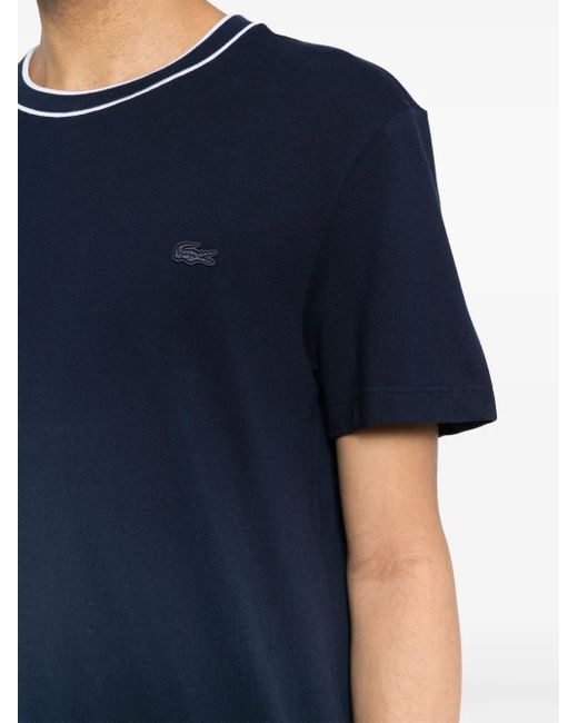 Lacoste Blue Crocodile-Appliqué Crew-Neck T-Shirt for men