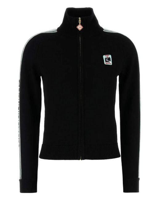 Casablanca Black Stripe-Detail Zip-Up Cardigan