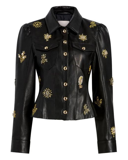 Cinq À Sept Black Leila Sarita Embellished-Leather Jacket
