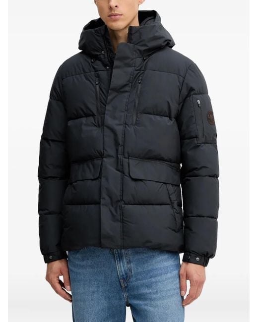 Save The Duck Black Hooded Puffer Jacket for men