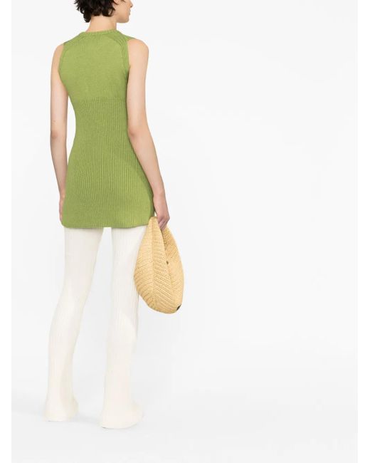 Jil Sander Green Sleeveless Ribbed-Knit Top