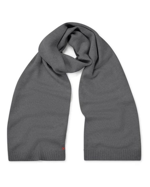 Chinti & Parker Gray Decorative-Stitching Scarf