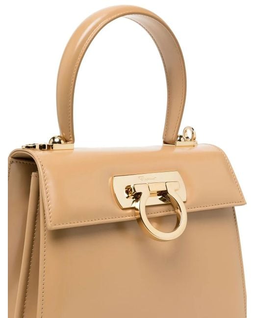 Ferragamo Natural Small Iconic Top Handle Bag