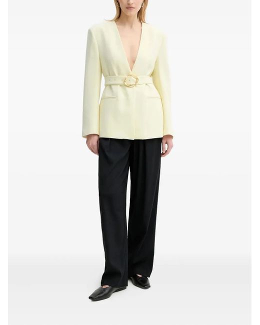 Isabelle Blanche White V-Neck Belted Jacket
