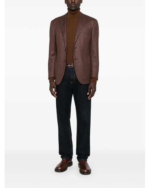Corneliani Brown Button Single-Breasted Jacket for men
