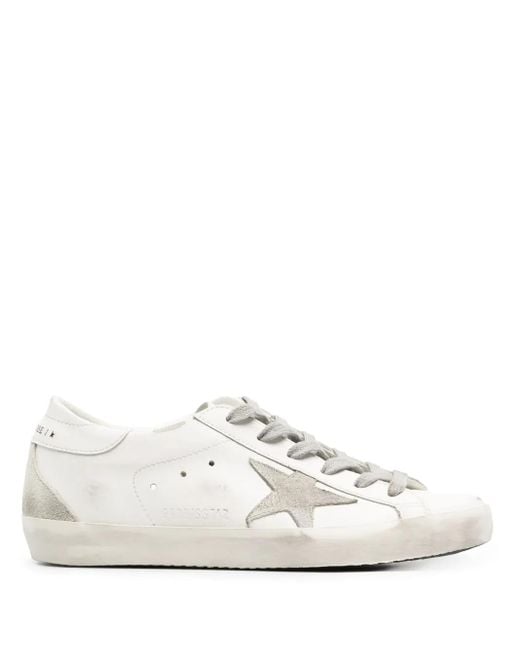 Golden Goose Deluxe Brand White Super-Star Bio Based Upper And Heel Suede Star And Spur