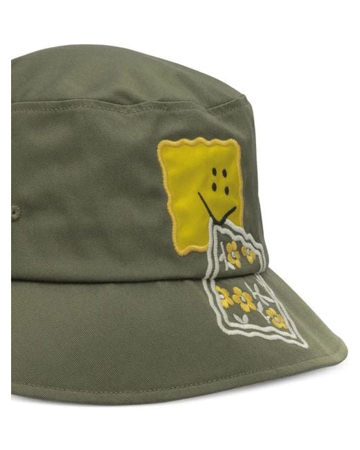 Kapital Green Flower-Embroidered Hat for men