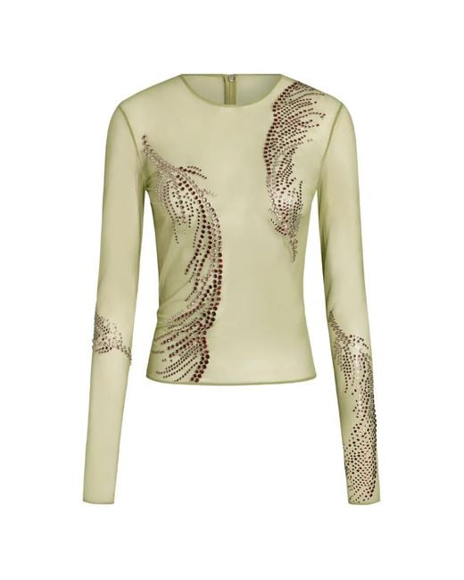16Arlington Brown Darwin Mesh Embellished Top
