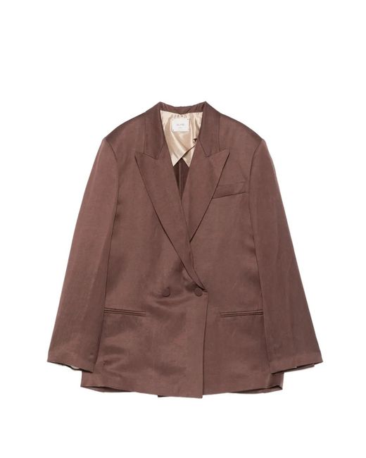Alysi Brown Double-Breasted Blazer