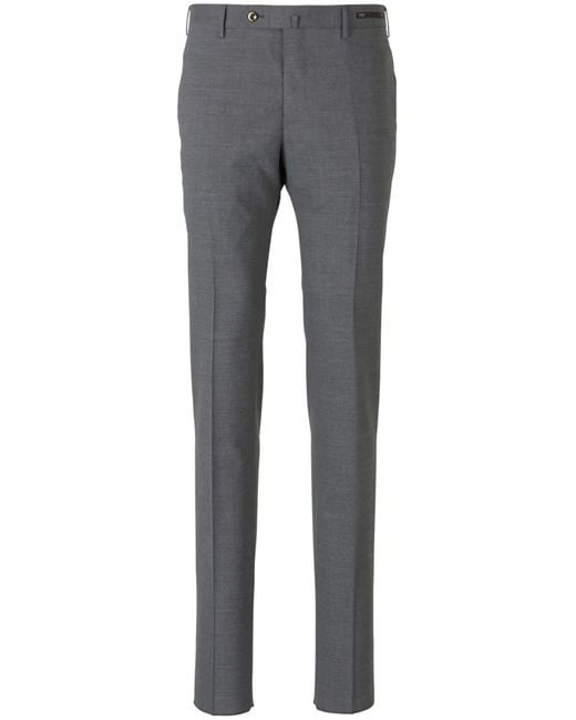 PT Torino Gray Wool Trousers for men