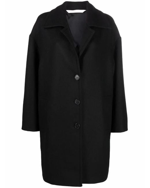 Palm Angels Black Wool-blend Single-breasted Coat