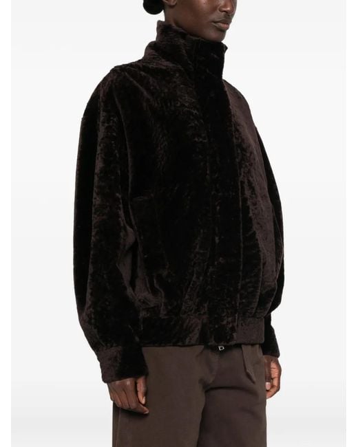 Arma Black Paula High-Neck Shearling Jacket