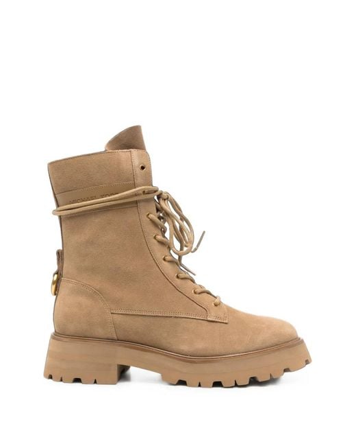 Michael Kors Natural Lace-Up Suede Boots
