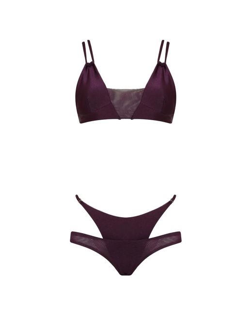Amir Slama Purple X Tati Barbieri Mesh-Panelled Cut-Out Bikini