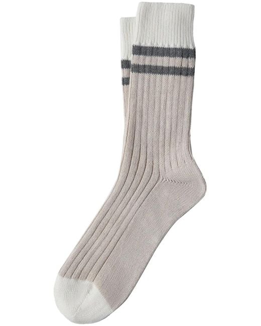 Brunello Cucinelli Gray Stripe-Detail Cotton Socks for men