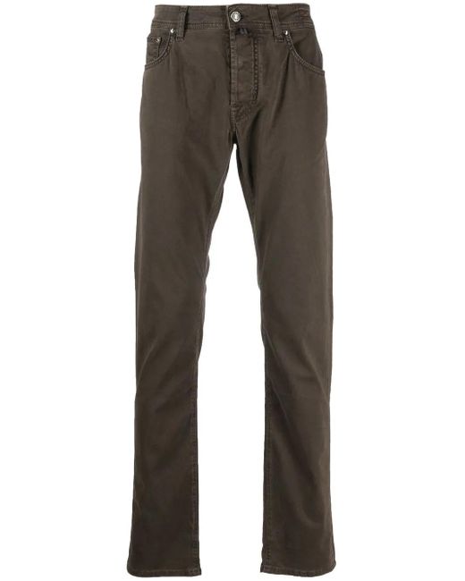 Jacob Cohen Gray Logo-Patch Straight-Leg Trousers for men