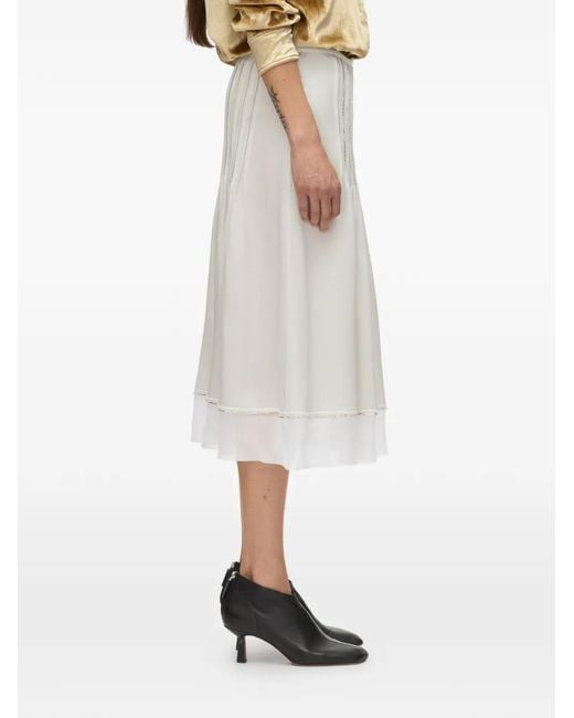 3.1 Phillip Lim White Jupe En Satin Ornée D'Incrustations De Cristal
