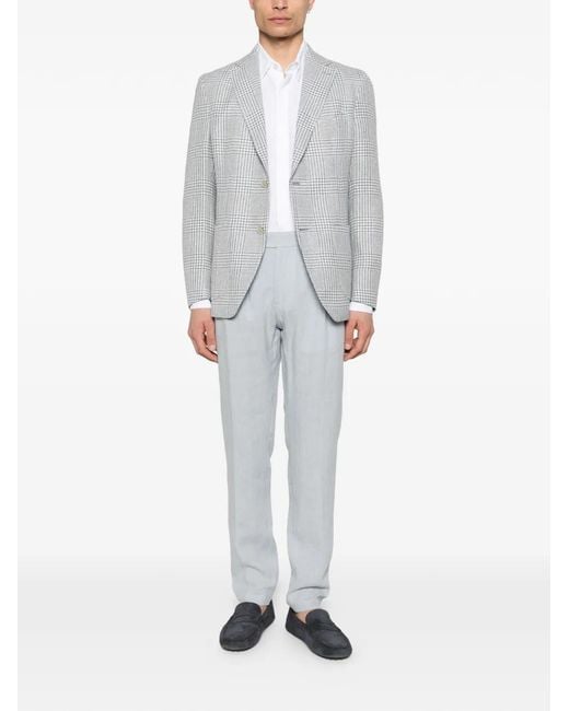 Eleventy Gray Checked Single-Breasted Blazer for men
