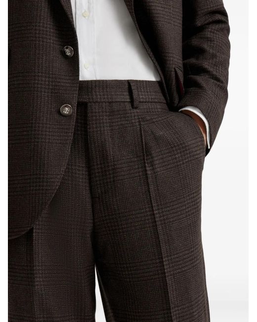 Brunello Cucinelli Black Pleated Wool-Cashmere Blend Trousers for men