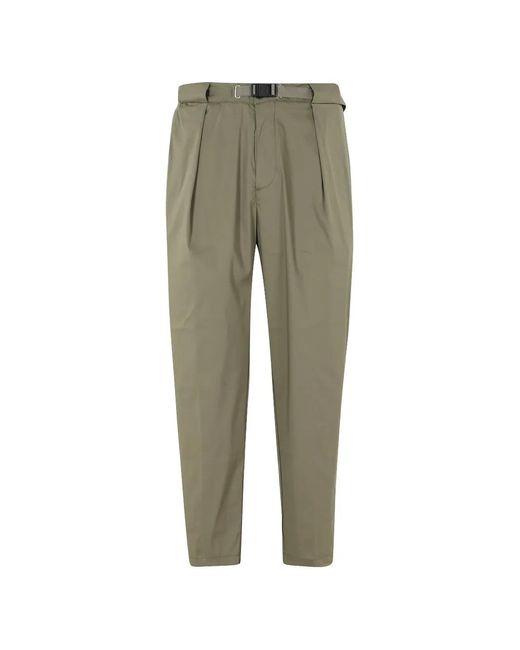 White Sand Green Belted Pleated Trousers for men