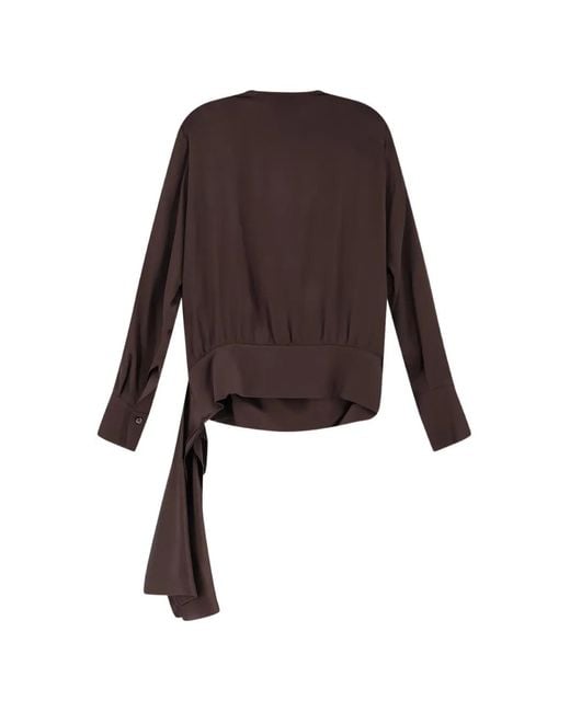 Semicouture Brown Button Wrap Silk Shirt