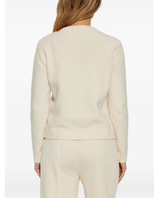 Moncler White Natural Cotton Polyamide Crew Neck Sweater